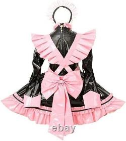 Sissy Girl Maid lockable Black PVC vinyl Dress Cosplay Costume Tailor-made