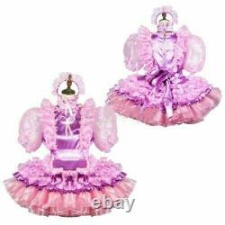 Sissy Girl Maid lockable Satin pleated Dress cosplay costume CD/TV Tailor-made