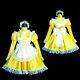 Sissy Maid Girl Long Sleeve Yellow Satin Lockable Dress Cosplay Costume Tailored