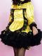 Sissy Sexy Maid Girl Yellow Satin Lockable Fluffy Dress Cosplay Costume Tailored