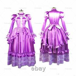 Sissy maid long lockable Purple satin dress Tailor-made