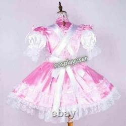 Sissy maid satin pink dress lockable Uniform cosplay costume Tailor-made&