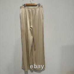 St John Liquid Pants, Champaign, Tailored, Wide Leg, High Waist, Pleated, Size 4