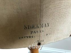 Stockman Paris Antique female Tailor dummy on adjustable beech stand numbered