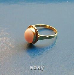 TAILORED ANTIQUE PHONECIAN Silver 925 FINEST BIG SLEEPING BEAUTY CORAL RING Sz. 7