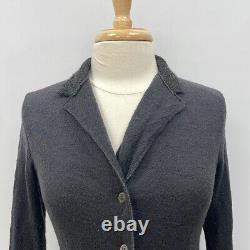 Transit Jacquard Italian Wool Blend Slim Fit Cardigan Sweater Minimalist Grey 8