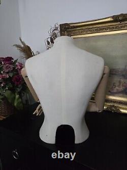 Vintage Female Tailor Mannequin Bust Articulated Wooden Arms/hands TOAST Display