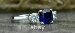 Women's 2 Ct Lab-Created Blue Sapphire Engagement Wedding Ring Sterling Silver