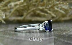 Women's 2 Ct Lab-Created Blue Sapphire Engagement Wedding Ring Sterling Silver