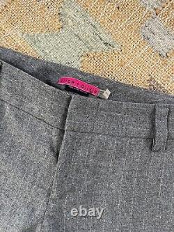 ALICE + OLIVIA / Pantalon à jambe large en laine à rayures fines avec ourlet à revers / Taille 10