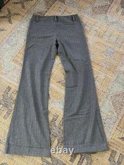 ALICE + OLIVIA / Pantalon à jambe large en laine à rayures fines avec ourlet à revers / Taille 10
