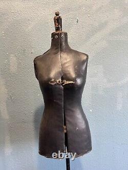 Ancien Mannequin de Tailleur Français Vintage Réglable sur Base Trépied en Bois