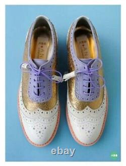 Chaussures habillées Oxford Wingtip brogue en cuir multicolore sur mesure pour femmes et hommes