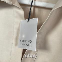 Chemise à col twistée pour femme, beige, taille petite UK 10, élégante et adaptée au bureau