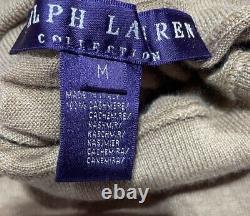 Collection RALPH LAUREN Pull à col roulé en cachemire à manches courtes couleur chameau Taille M