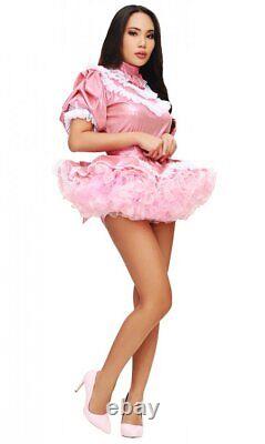 Costume de cosplay de femme de ménage en PVC rose verrouillable sur mesure