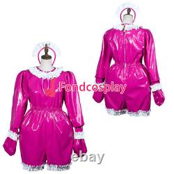 Costume de cosplay de sissy maid en PVC avec barboteuse verrouillable sur mesure