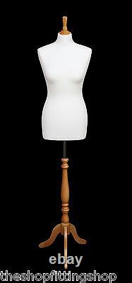 Deluxe Femme Taille 14 Dressmakers Dummy Mannequin Tailor White Buste Beach Stand