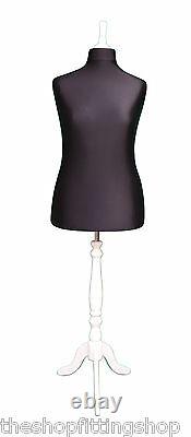 Deluxe Femme Taille 18 Dressmakers Dummy Mannequin Tailor Buste Black White Stand