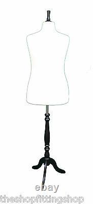 Deluxe Femme Taille 18 Dressmakers Dummy Mannequin Tailor Cream Buste Black Stand