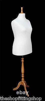 Deluxe Femme Taille 18 Dressmakers Dummy Mannequin Tailor White Buste Beach Stand