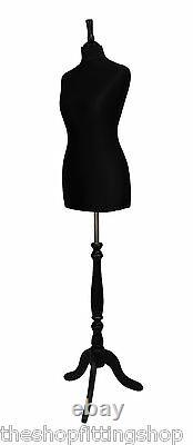 Deluxe Taille 8 Dressmakers Femme Mannequin Dummy Tailors Black Bust Black Stand