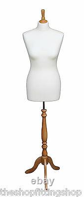 Deluxe Taille 8 Femmes Dressmakers Mannequin Dummy Tailors White Bust Beeh Stand
