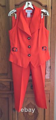 Ensemble de pantalons vintage Jessica Howard Taille 10 Couleur Orange Boutons en écaille de tortue