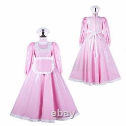 Fille Lolita gothique Maid Sissy en PVC rose verrouillable cosplay costumes CD/TV sur mesure