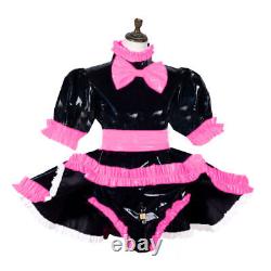 French Maid Sissy Sexy Girl Lockable Black PVC Dress cosplay costume Tailor-made<br/> <br/>French translation: Costume de cosplay de soubrette sexy sissy verrouillable en PVC noir sur mesure