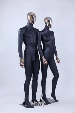 Mannequin abstrait homme femme électroplaqué tête main nouveau noir