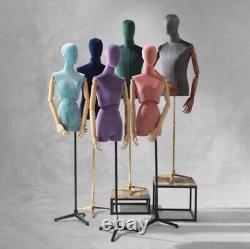 Mannequin articulé de couleur turquoise avec support en velours de luxe