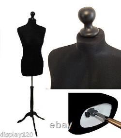 Mannequin de couture pour femme taille 6-8 noir - Buste de tailleur pour vitrine de magasin de couturier