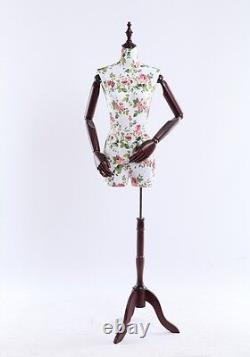 Mannequin de couturière en bois pour femme B4O, ajustable à la main, avec torse en matière similaire.