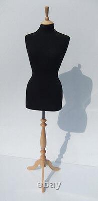Mannequin de couturière en robe féminine, buste de tailleur, vitrine d'exposition pour la confection de vêtements en BOIS NOIR-BOULEAU