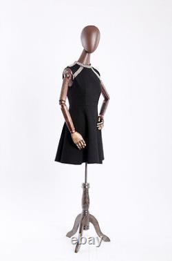 Mannequin de tailleur en similicuir marron avec bras mobiles et structure en bois massif - Neuf