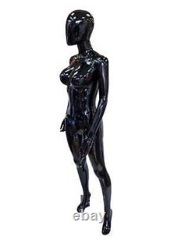 Mannequin en taille réelle pour vitrine de magasin, noir, avec tête d'œuf, pour couturiers et tailleurs