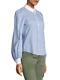 Marc Jacobs Bouton Rayé Pour Femme Bishop Sleeve Blue Cotton Shirt -10