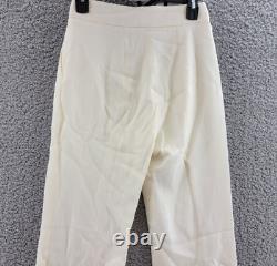 Pantalon de costume ajusté pour femmes Galvan en laine blanche cassée avec poches latérales fermeture éclair, attache et barre 2