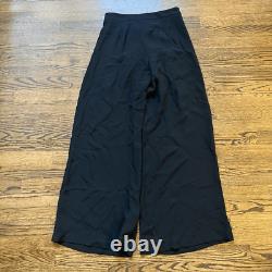 Pantalon de robe en soie noir plissé à taille haute et jambes larges pour femmes Carolina Herrera taille 4