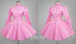 Robe de cosplay de sissy maid rose sur mesure en PVC, livraison gratuite