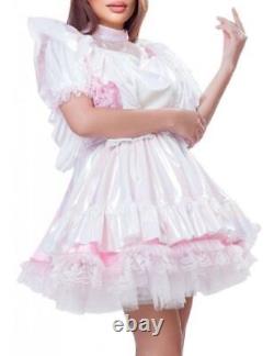 Robe de sissy maid en satin Costume de cosplay verrouillable Sur mesure