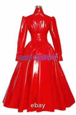 Robe de sissy maid mini rouge en PVC sur mesure