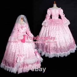 Sissy Victorian Ball Robe En Satin Rose Sur Mesure