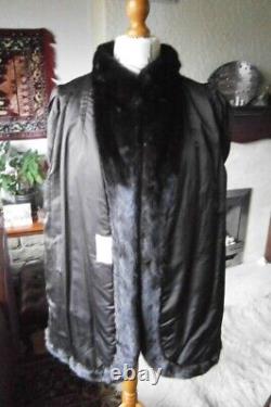 Superbe veste en vison noire pour femme vtg BLACKGLAMA, manches ENORMES, bords arrondis, état NEUF
