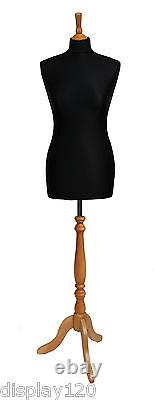 Taille 8 de luxe Mannequin de couturière femme avec support en bois de hêtre noir