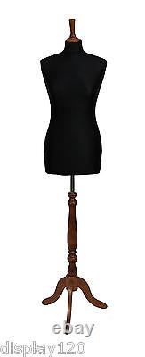 Taille de luxe 10 Mannequin de couturière féminine Noir Buste ROSE Stand