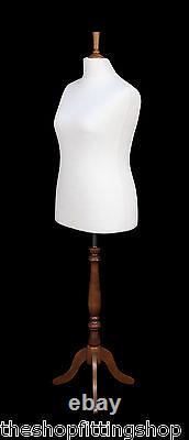 Taille de mannequin de couturière DELUXE FEMME 18,  mannequin taille réelle, couleur CRÈME, buste ROSE, support