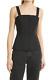 Théorie Top Femmes 12 Black Square Col Front Bouton Lin Blend Kayleigh Tank