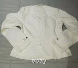 Veste Blazer raccourcie en denim blanc Polo Ralph Lauren Tessie, taille 8, neuve avec étiquette, 398$.